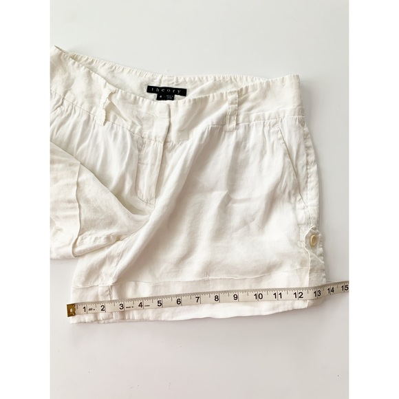 Theory Cuffed Loose Fit Linen Blend White Shorts Size 4 - Picture 8 of 12